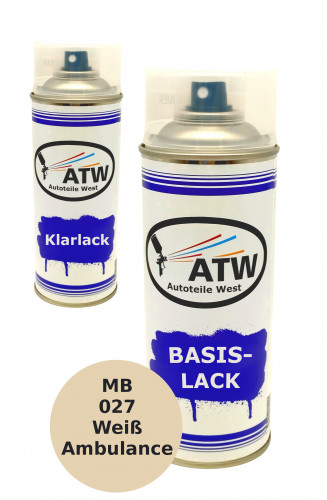 Autolack für MB 027 Weiß Ambulance +400ml Klarlack Set